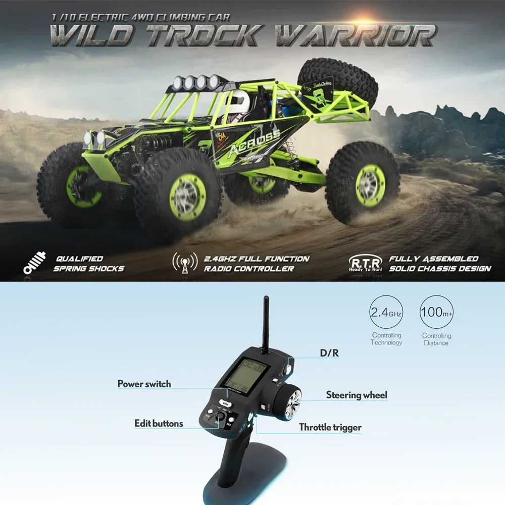 Children\'s Toy Hot WLtoys 10428 RC Car 45CM 2.4G 1:10 Scale Double Speed Remote Radio Control Electric Wild Track Warrior