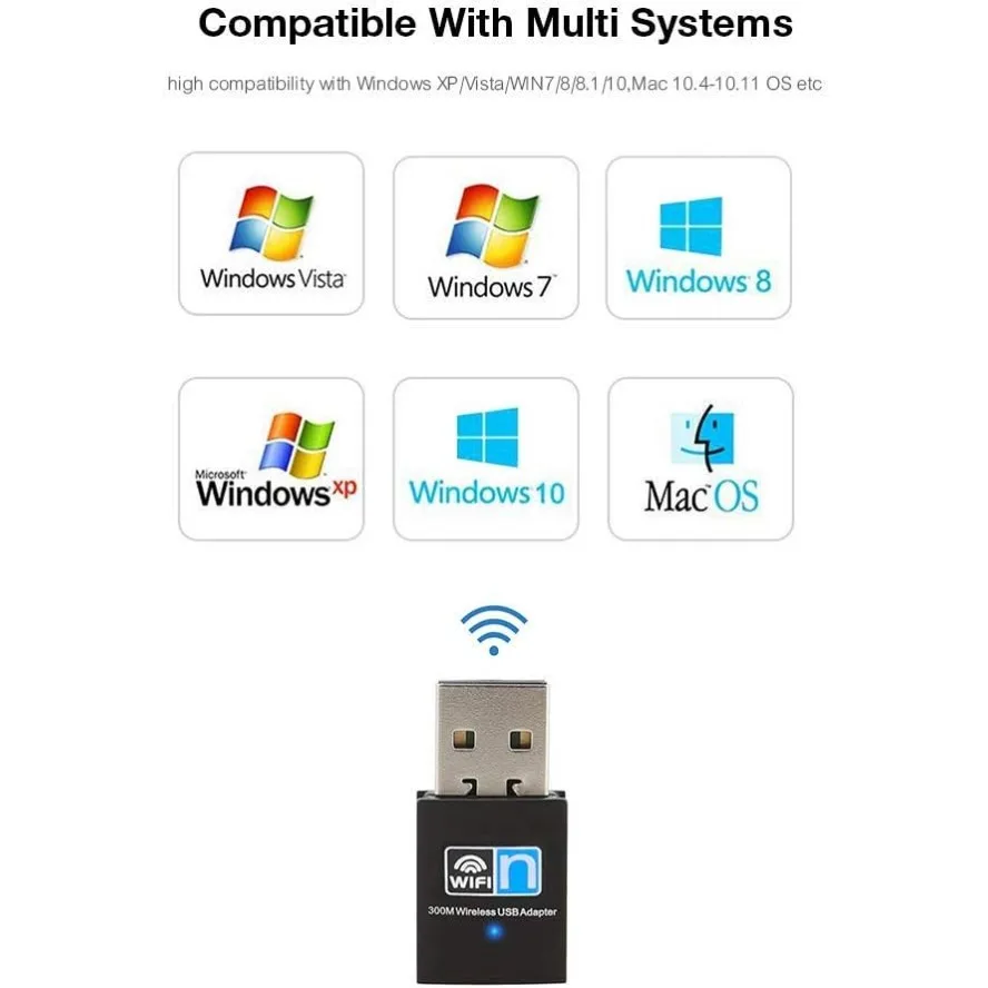 Adattatore USB Wifi wireless da 300 Mbps Scheda di rete Adattatore dongle da 2,4 GHz Scheda LAN di rete Adattatore 802.11b/g/n RTL8188 per PC desktop