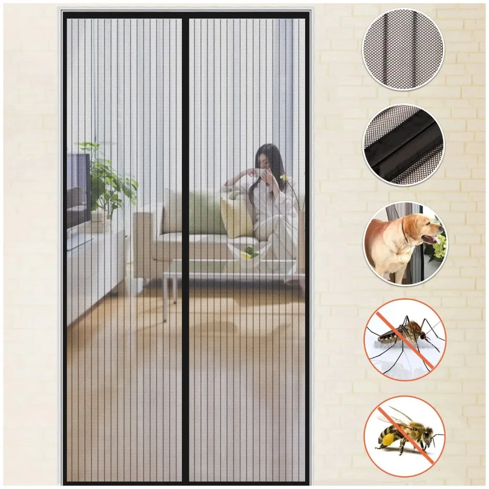 New No Punching Magnetic Screen Door Curtain Anti Mosquito Insect Fly Bug Automatic Closing Household Ventilation Door Curtain