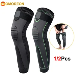 1/2Pcs Full Leg Compression Sleeve with Compression Strap for Women Men Long Leg Sleeve for Running Basketball Football Cycling