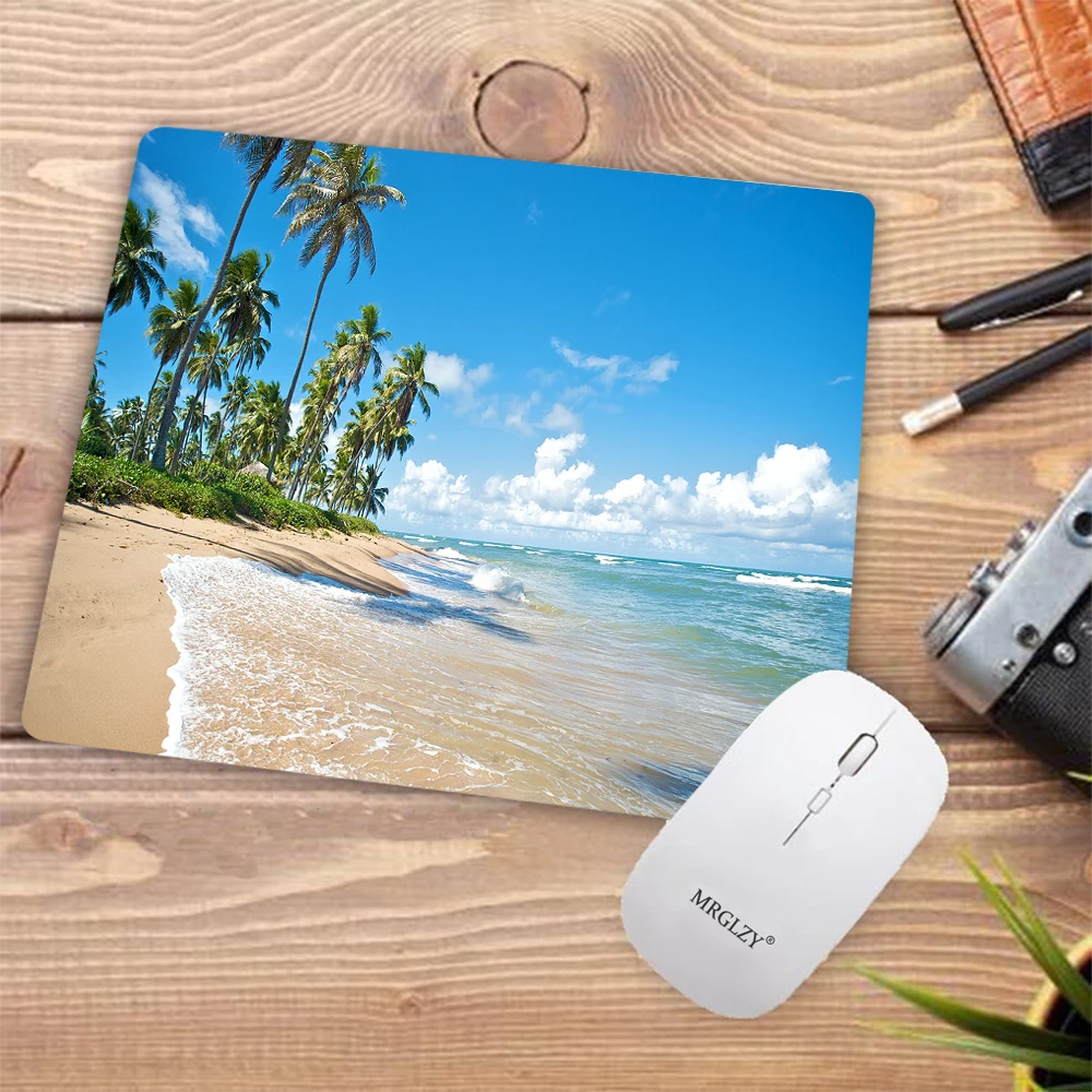 Tropical Palm Beach Mouse Mat Office Accessory Mouse Carpet Computer Desk Accessories Rug Desk Mat Desk Protector Table Mat