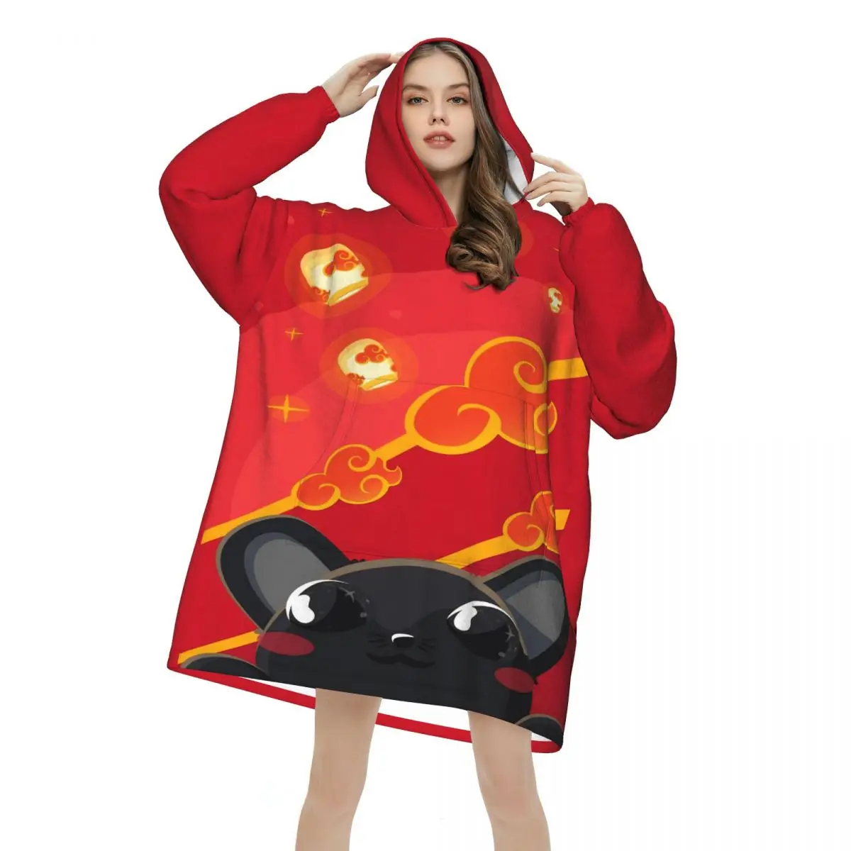 Adopt Me Cartoon Game Blanket Hoodie Oversized Wearable Sweatshirt Blanket Warm Gifts for Women Girls Girlfriend