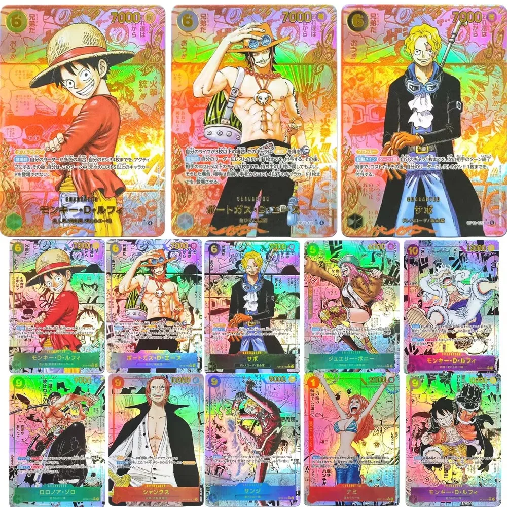Diy One Piece Japanese Opcg Card Op13 Red Manga Ace Sabo Luffy Nami Comic Super Parallel Japanese 2025 Collection Anime Cards