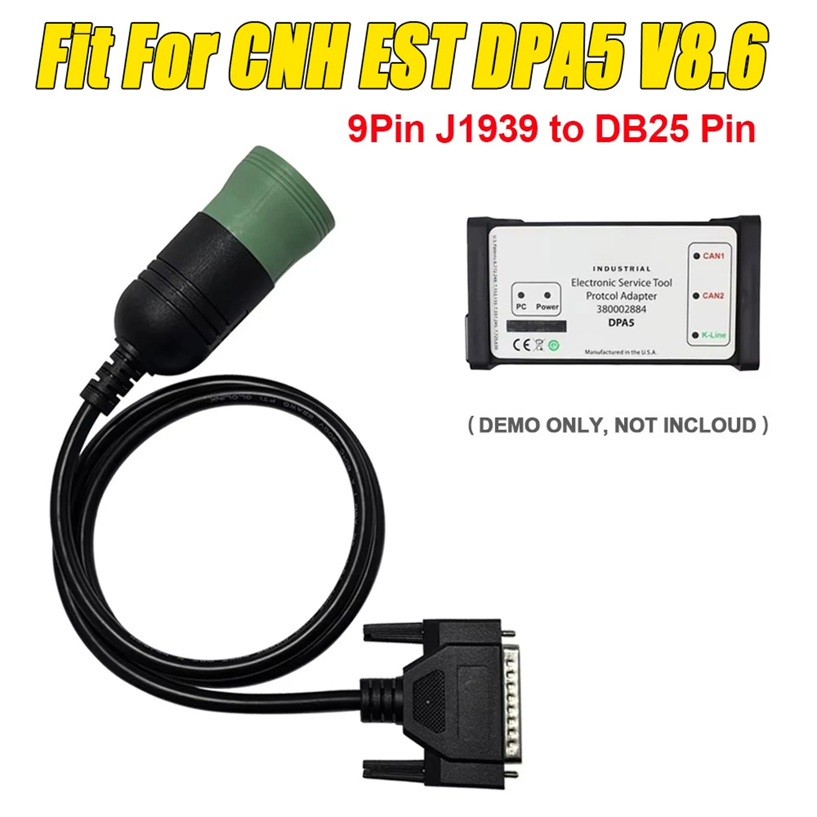 ل J1939 كابل الاختبار الرئيسي ل CNH EST DPA5 V8.6 شاحنة أداة تشخيصية موصل DB25 دبوس إلى 9pin J1939 كابل محول يمكن K-Line