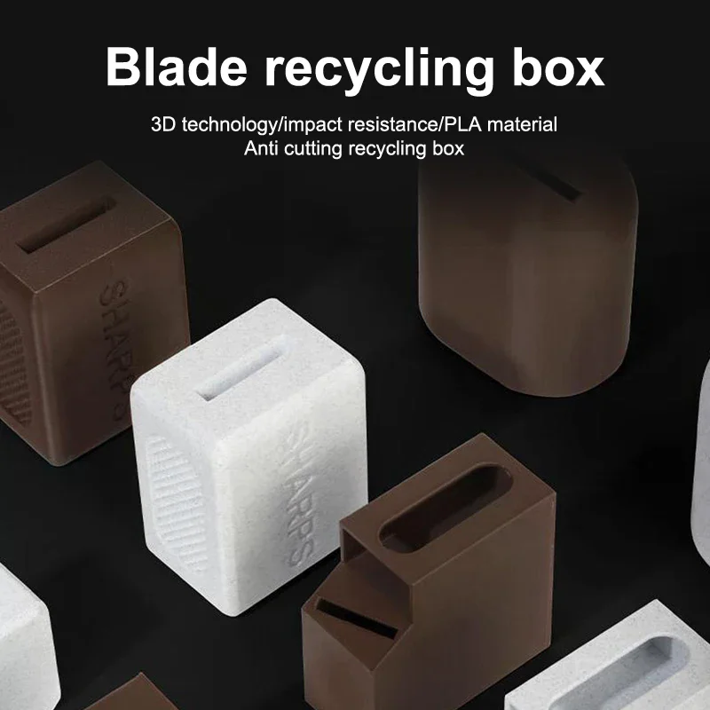 3D Printing Mini Razor Blades Disposal Case Razor Blade Recycling Boxes Trash Can Trash Collector Organizer Barber Accessories