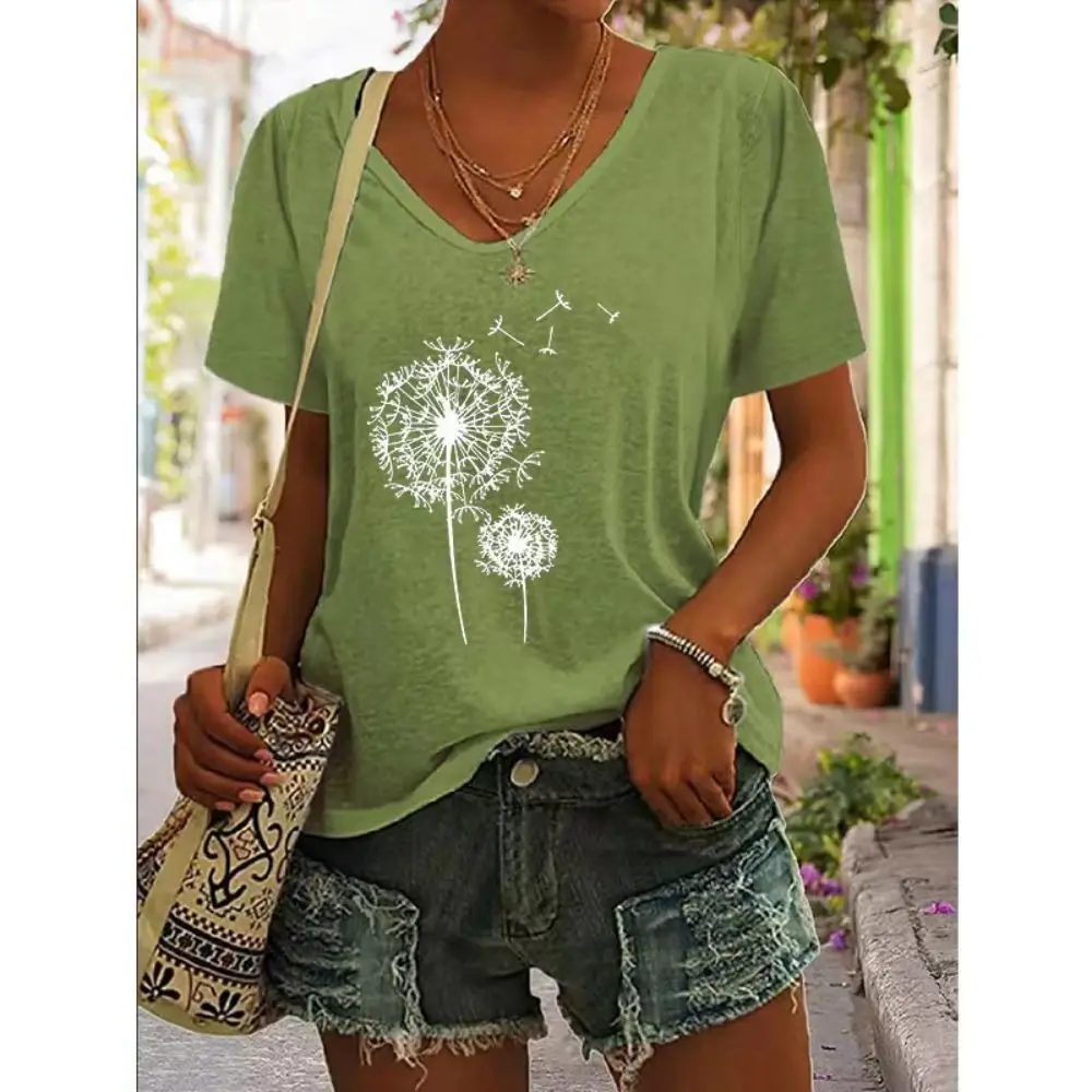 

Women Dandelion T-shirts Fashion Apparel Cartoon Clothes 3D Print Short Sleeve Spring Summer Female Tee Graphic T-shirt Ladies