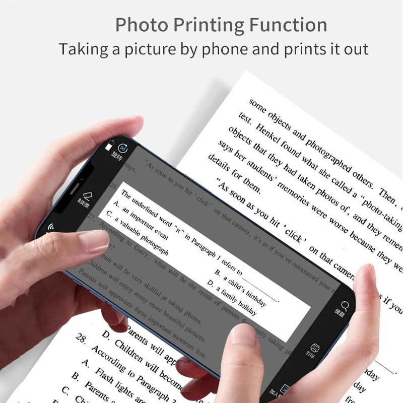 Printer termal portabel, Printer Mini lucu cetak foto saku termal Label cetak Bluetooth 200dpi Printer ponsel iOS Android