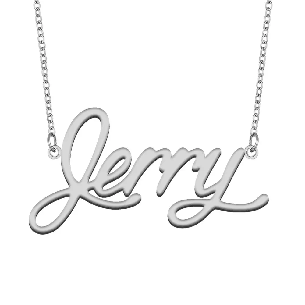 

AOLOSHOW Gold Color Stainless Steel Jewelry Jerry Name Necklace for Women's Pendant Letter Choker Collares Para Mujer
