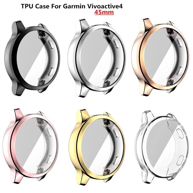 Screen Protector for Case for Vivoactive 4 45mm, Full Coverage Thin TPU Plated Protective Cover