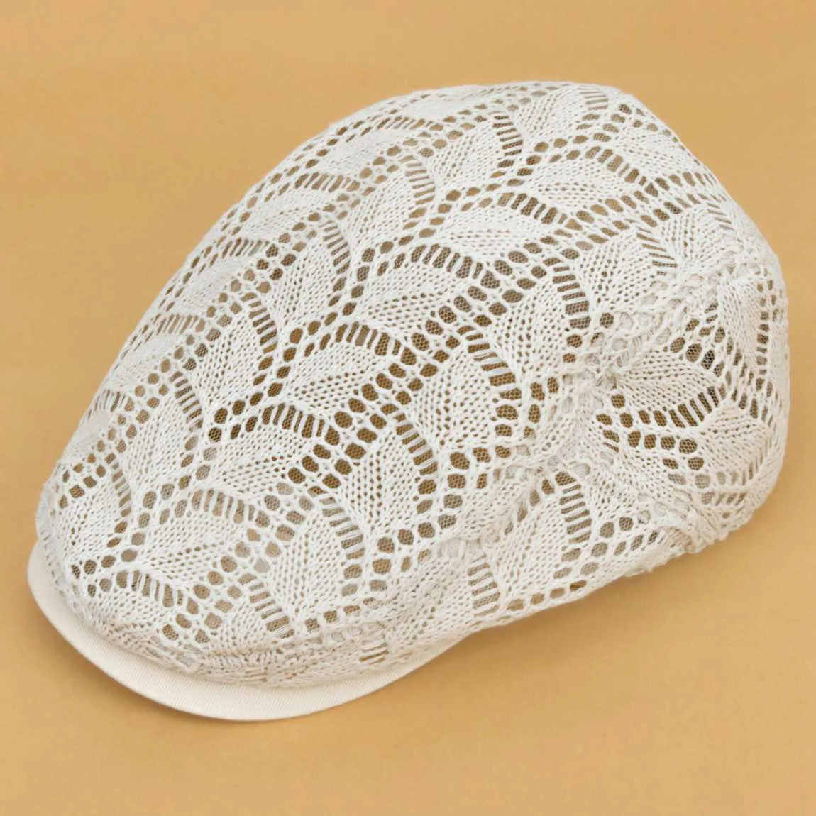 Face-Looking  Leaf Hollow out Breathable Peaked Cap Crocheted Flower Leaves Fashionable All-Match Western Style Advance Hat