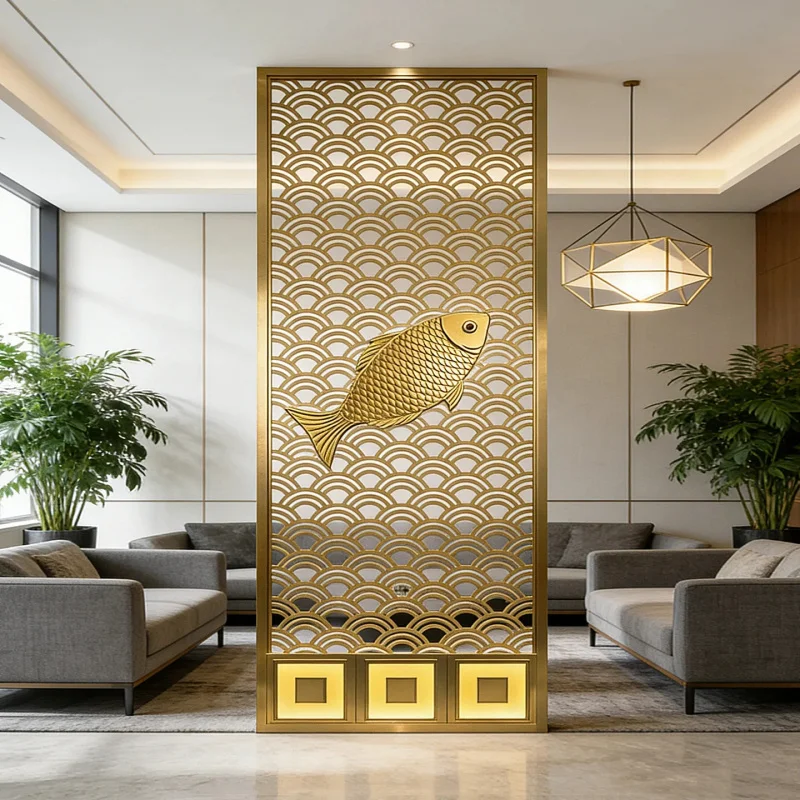 custom.Customized Stainless Steel Hollow Screen Divider Style Indoor Laser Carved Partition Wall Hotel Club Decorati