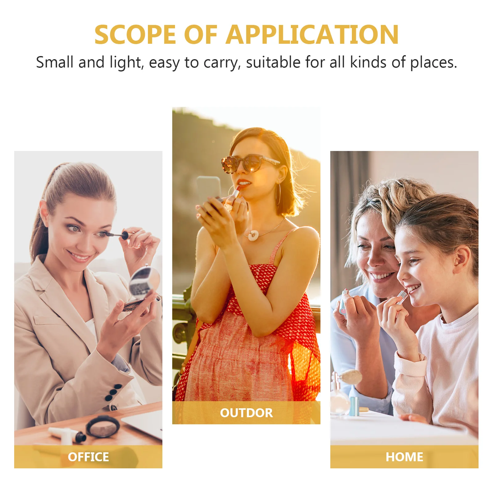 กระจกมือถือสไตล์เรโทร พื้นผิวสะท้อนแสงความละเอียดสูง ด้ามจับตามหลักสรีรศาสตร์ กระจกพกพาสำหรับใช้ในชีวิตประจำวัน ของขวัญ