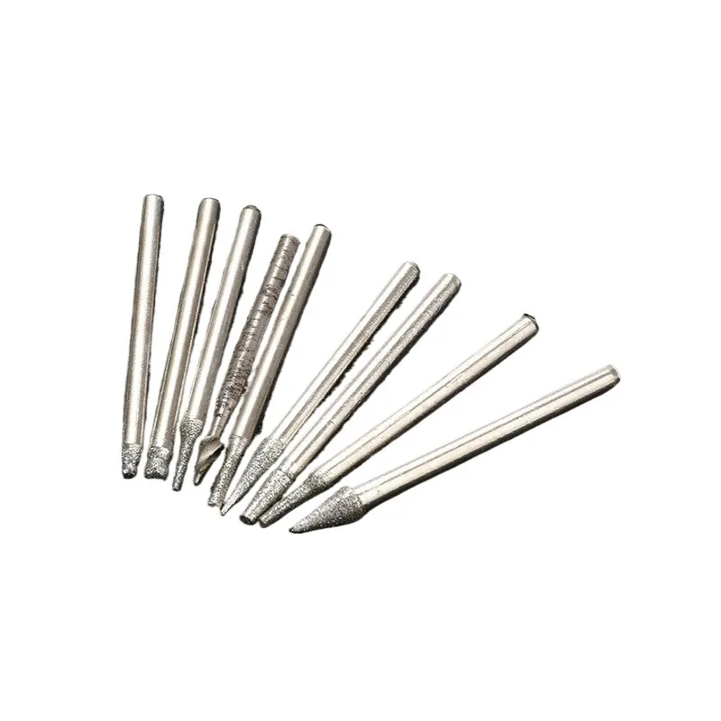 

10 шт. насадок для полировки нефрита, металла, алмазных абразивных игл для полировальных машин, аксессуары для электроинструментов