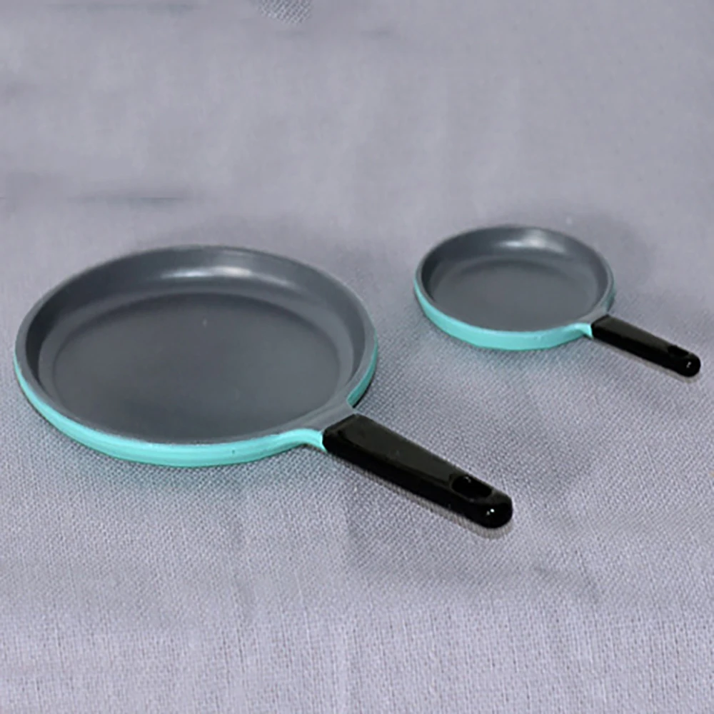 1/12 Dollhouse Miniature Accessories Mini Alloy Frying Pan Model Simulation Saucepan for Doll House  Figure Decoration ob11 bjd