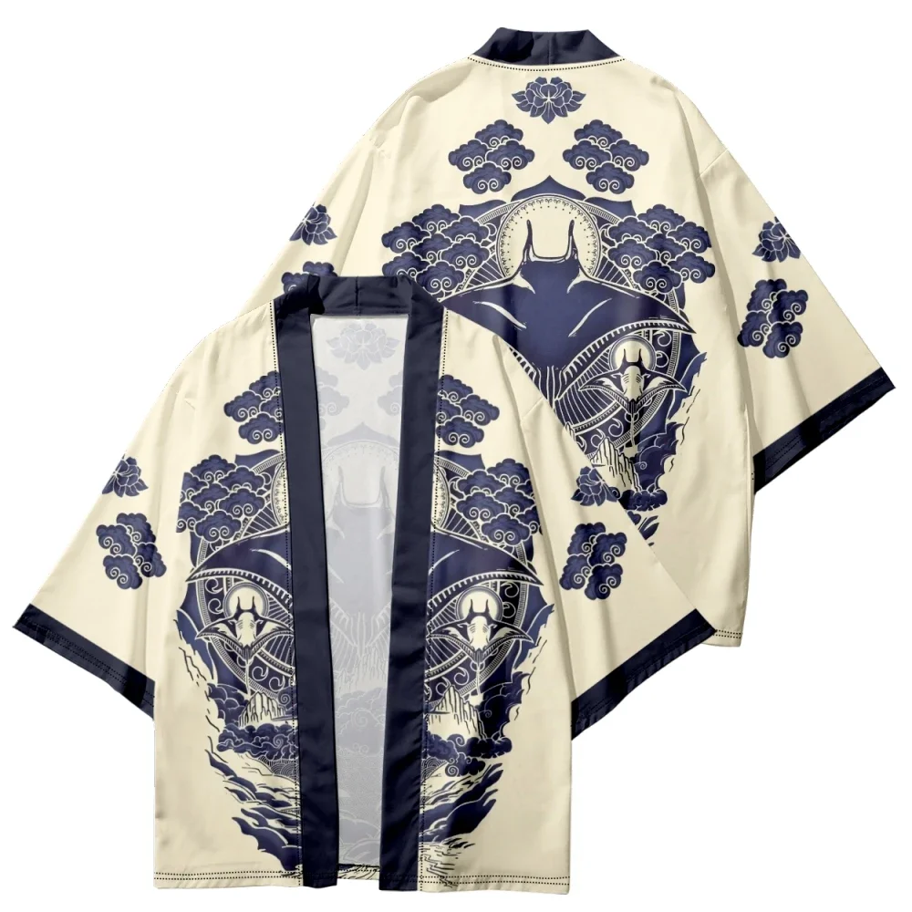 Robe Japonaise Traditionnelle, Kimono de Samouraï Cosplay Harajuku, Cardigan de Plage Haori pour Homme et Femme