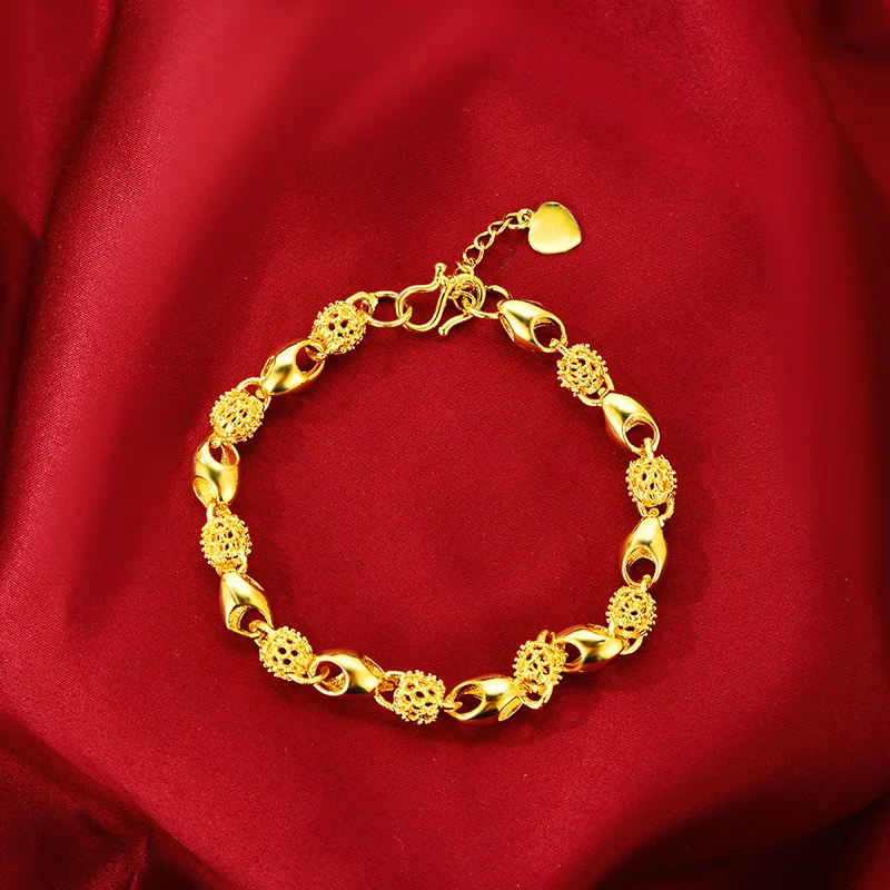 

Noble AU999 new gold bracelet ladies jewelry real gold hollow exquisite Buddha beads bracelet 24k pure gold hand jewelry