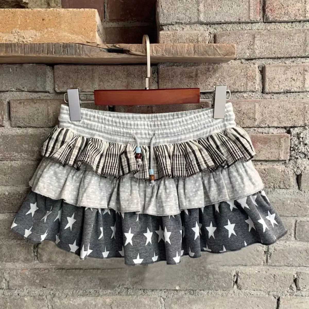 

Onalippa 2026, новая винтажная серая юбка в американском стиле для девочек в стиле ретро, полосатая звезда в горошек, лоскутная юбка с бусинами, женская юбка-торт