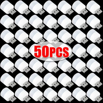 50/1 adet Mini USB gece ışıkları bilgisayar için mobil güç USB fişi şarj lambaları LED sıcak beyaz göz koruması kitap okuma lambası