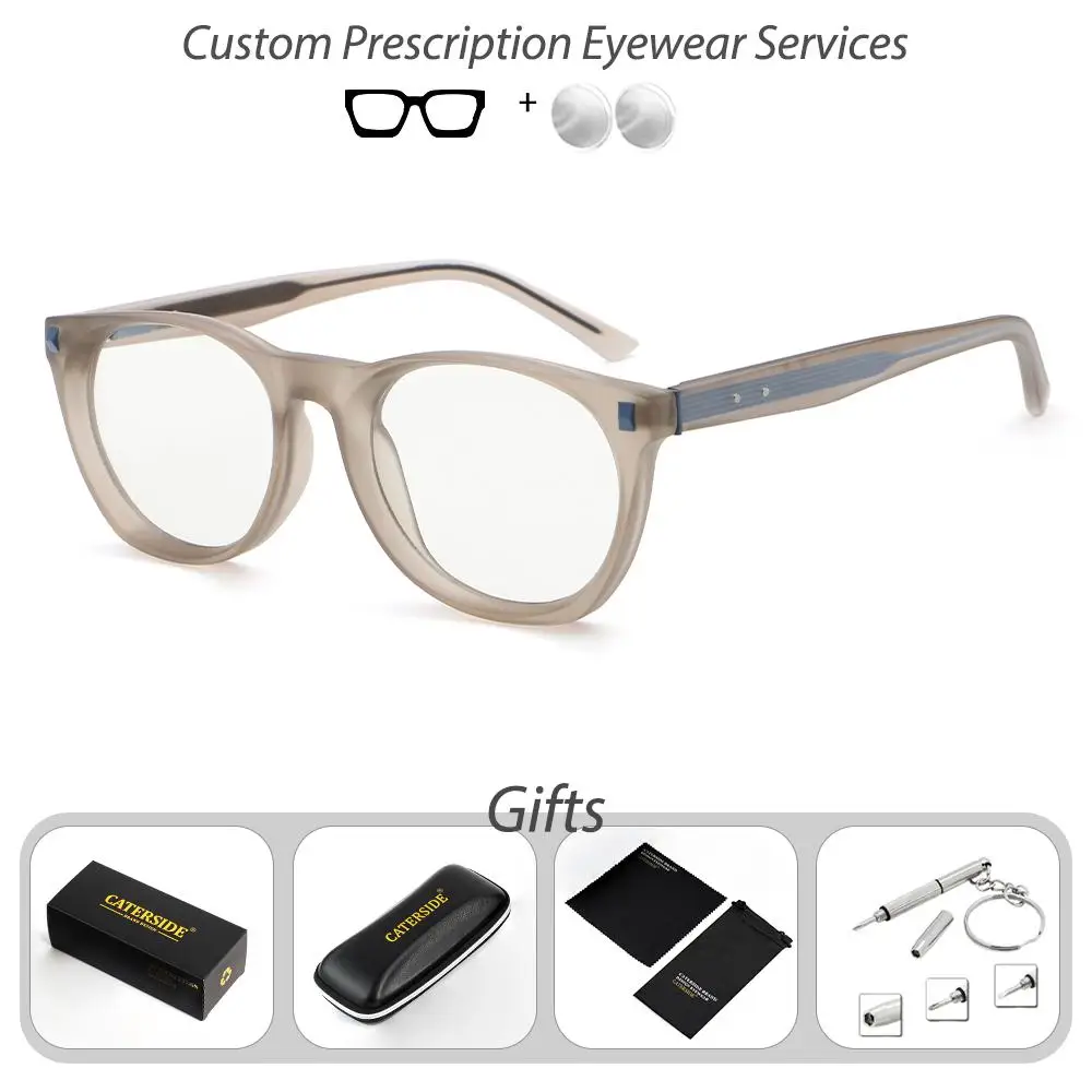 CATERSIDE Neue klassische Damen-Korrektionsbrille, maßgeschneiderte Korrektionsbrille mit runden Gläsern, Herrenbrille für Kurzsichtigkeit und Weitsichtigkeit – Detail 9