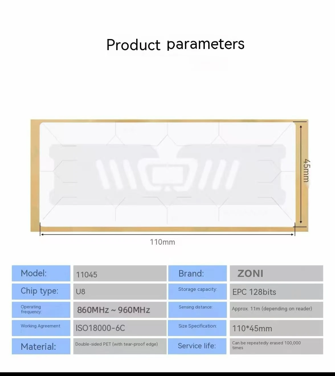 20pcs RFID UHF Tag Vehicle anti-tear electronic label 18000-6C 860-960MHz  PET Sticker Anti-transfer  High Quality