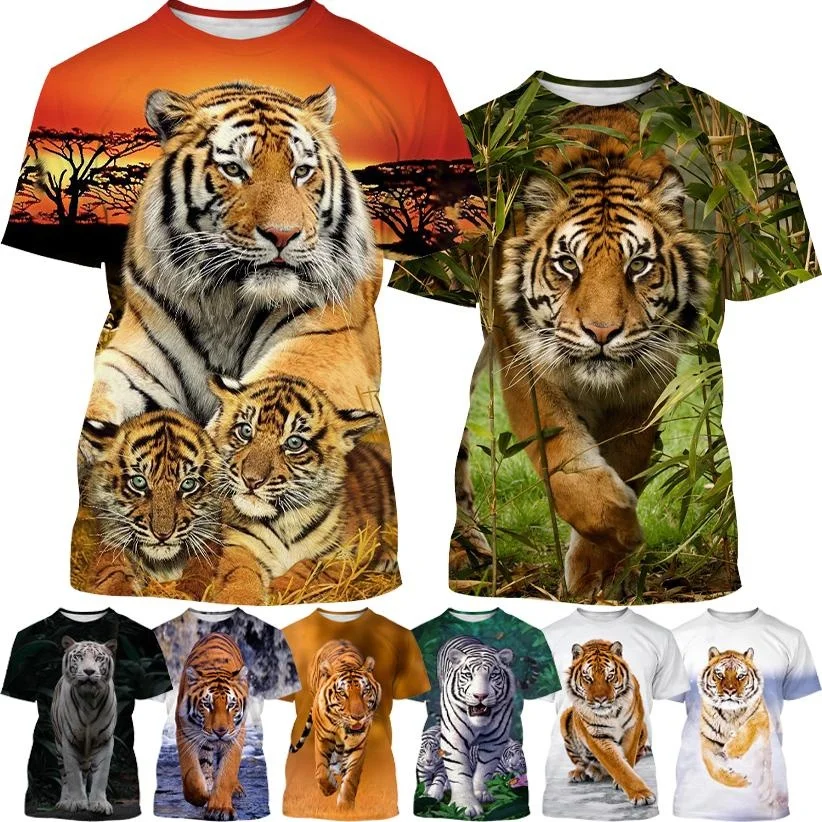 Hot Sale Personality Ferocious Tiger 3D Printing T-shirt Summer Unisex Fashion Funny Cool Hip Hop Animal Short Sleeve Top