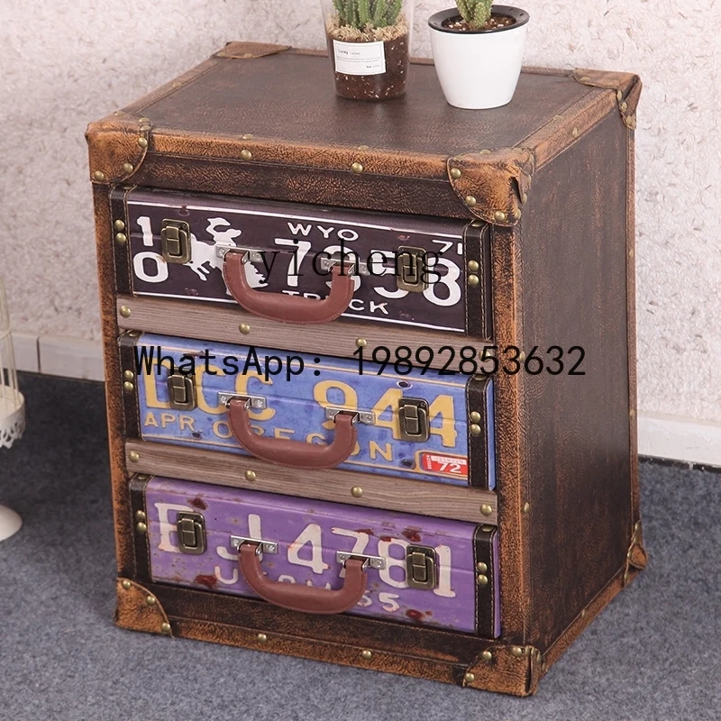 X22 bedroom bedside table high-end clothing store display props retro living room storage side few