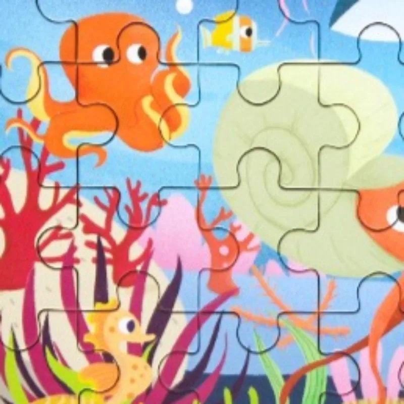 لغز صندوق حديدي مكون من 60 قطعة من عالم تحت الماء، لعبة ألغاز خشبية لرياض الأطفال والتعليم المبكر