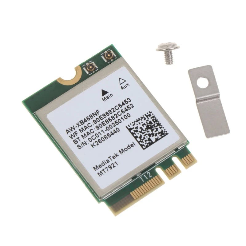 

Wi-Fi 6 MT7921K MT7921 Wifi 6 1800Mbps Bluetooth-compatible 5.2 Wireless WIFI NetworkCard NGFF for M.2 Support windows10