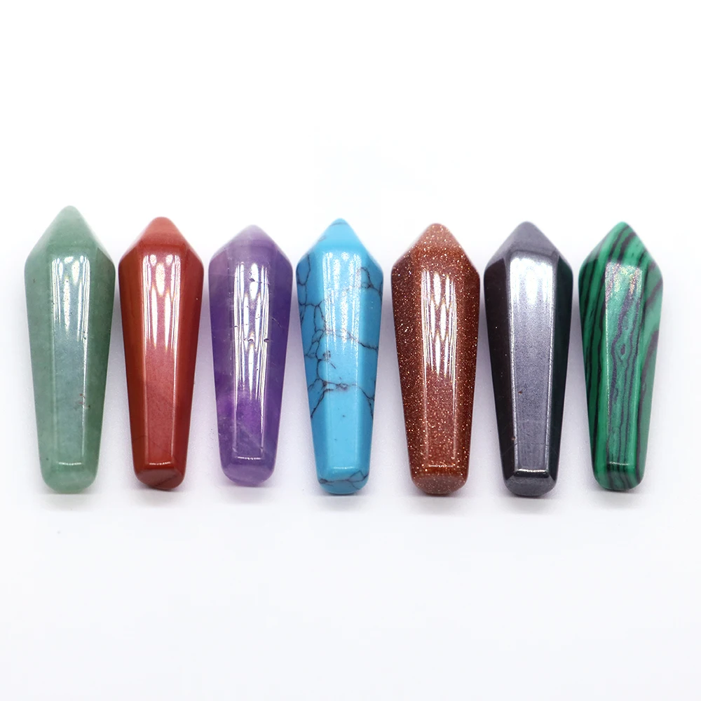 8x30mm Natural Stone Healing Crystal Single Point Hexagonal Prism Wand Reiki Meditation Chakra Balancing Energy Stone Ornament