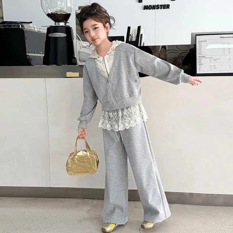 

Girls' Clothing Set Spring and Autumn Winter Children's Lace 2025 New Style Fashionable Girls' Two Piece Set