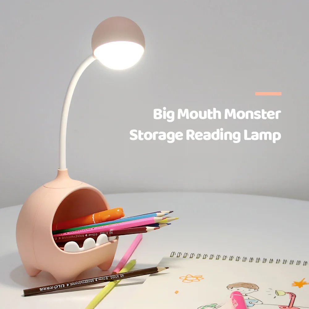 

Cute Cartoon Storage Reading Lamp with Pen Holder USB Plug-in Table Lamps Student Children Eye-Protection Stepless Dimming Light