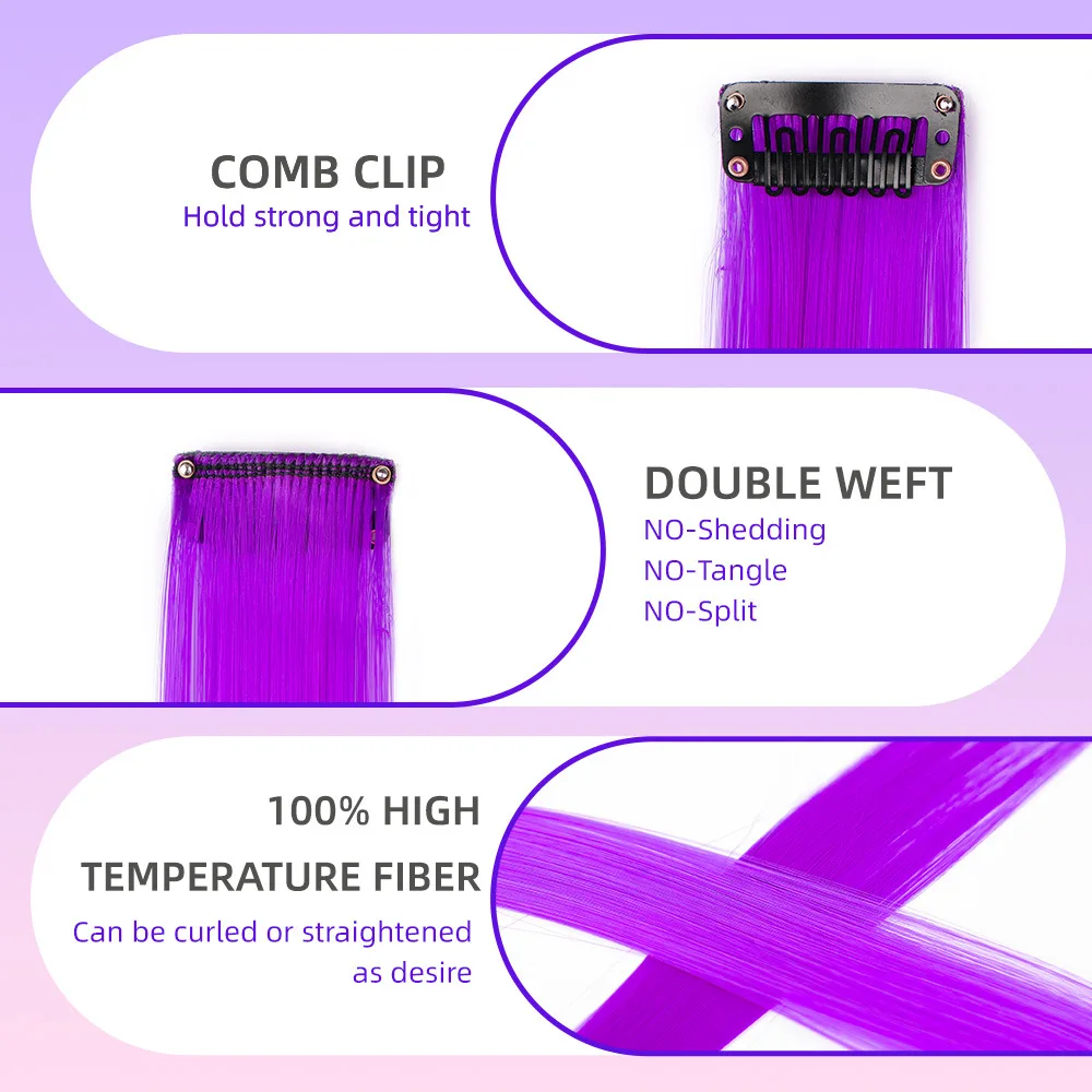 10/1PCS สีสัน Highlight คลิปใน Hair EXTENSION สําหรับสาวสังเคราะห์ยาวตรง Hairpieces วิกผม 22 นิ้ว extenes de cabello