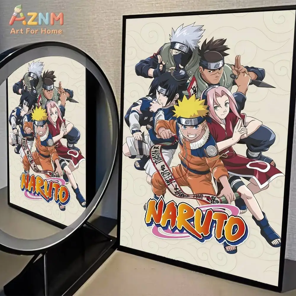AZNM Naruto Main Characters Group Canvas Print Unframed Classic Anime Uzumaki Sasuke Sakura Kakashi Wall Decor Poster