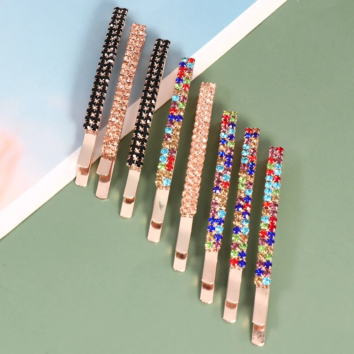 8Pcs Rhinestone Hair Barrettes Elegant Crystal Barrette Set for Wedding Party Hair Accessories for Women Girls