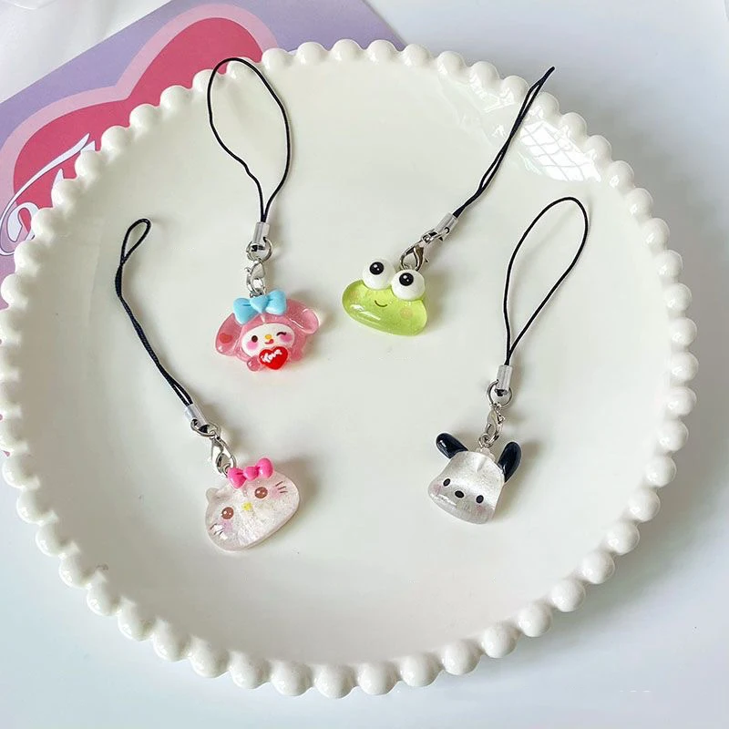 Kawaii Sanrio Kuromi Lanyard My Melody Cinnamoroll casing ponsel kecantikan siswa ransel boneka liontin jimat hadiah mainan anak perempuan