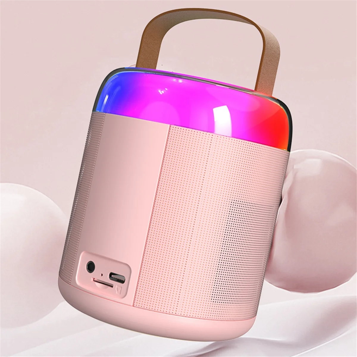 

A42T Mini Karaoke Audio with 2 Wireless Microphones for Kids Adults, Portable Bluetooth Speaker Toy for Girls and Boy-Pink