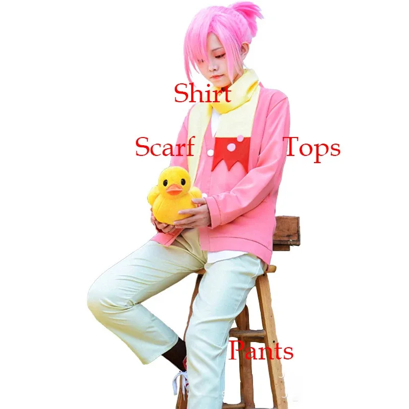 2025 11 Mitsuba Sousuke 코스프레 의상 애니메이션 Jibaku Shounen 화장실 바운드 Hanako kun 탑 스카프 바지 핑크 유니폼 세트 Hallowee