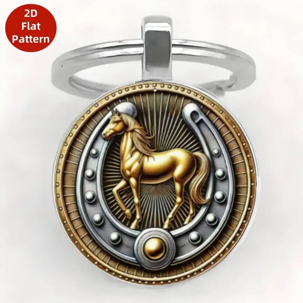 Elegant Keychain Charms Vibrant Animal Glass Keyholder Stylish Key Accessory Compact Glass Horse Key Chain For Keys Bags Travel