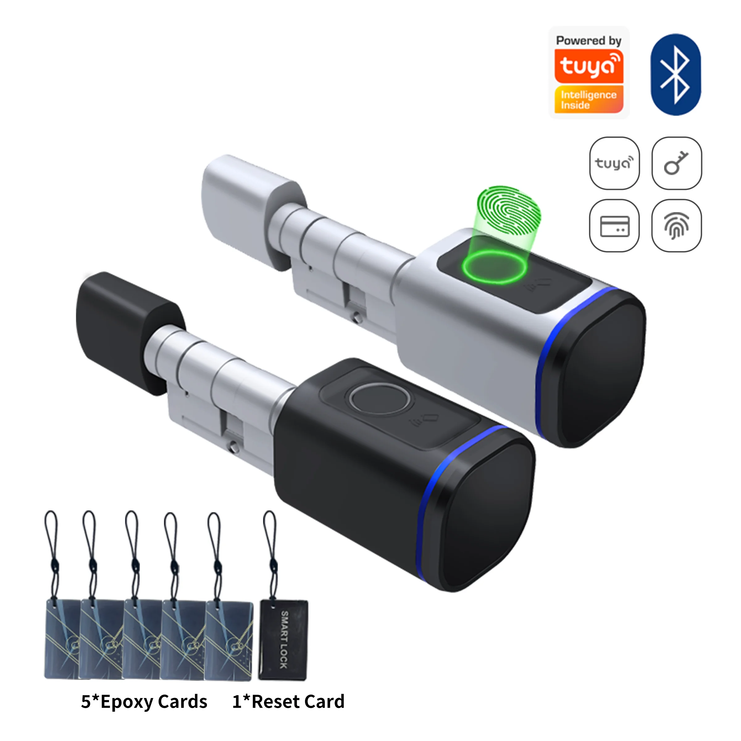 

July003 Замок с отпечатками пальцев, черный дверной биометрический замок Tuya, цилиндр управления через приложение, IC-карты, разблокировка ключей, умные замки высокой безопасности