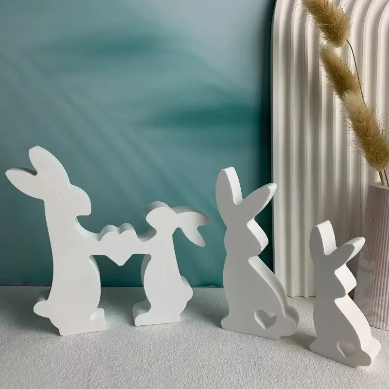 Couple Heart Rabbit Silicone Moulds Easter Cute Bunny Gypsum Car Mounted Incense Expanding Gypsum Mold Aromatherapy Candle Mold