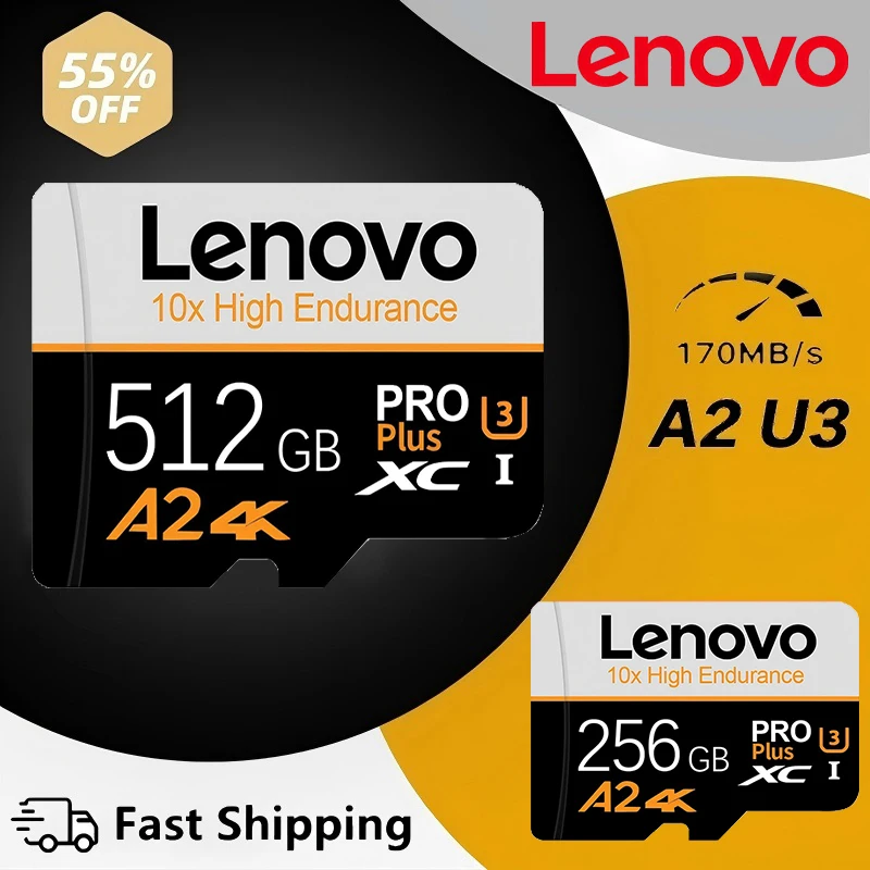 Lenovo Durable Memory Card SD Cards Micro TF SD TF Cards 512GB 256GB A2 128GB 64GB U3 for Dash Cam / PC / Mac / Drone