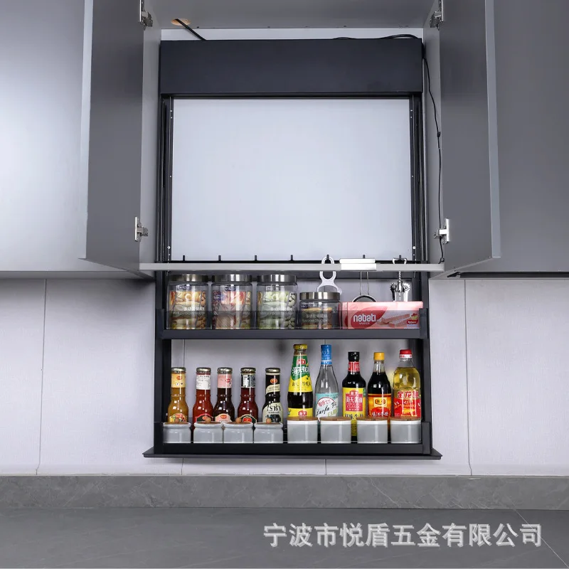 Intelligent electric hanging cabinet lift basket, kitchen cabinet seasoning basket up and down lift