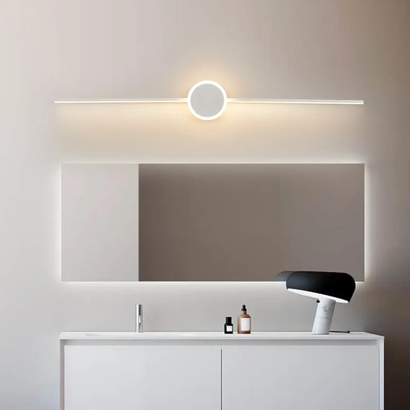 Lámparas de pared LED modernas, faros de espejo blanco y negro, Base de decoración de paredes, candelabro para baño, dormitorio, sala de estar,