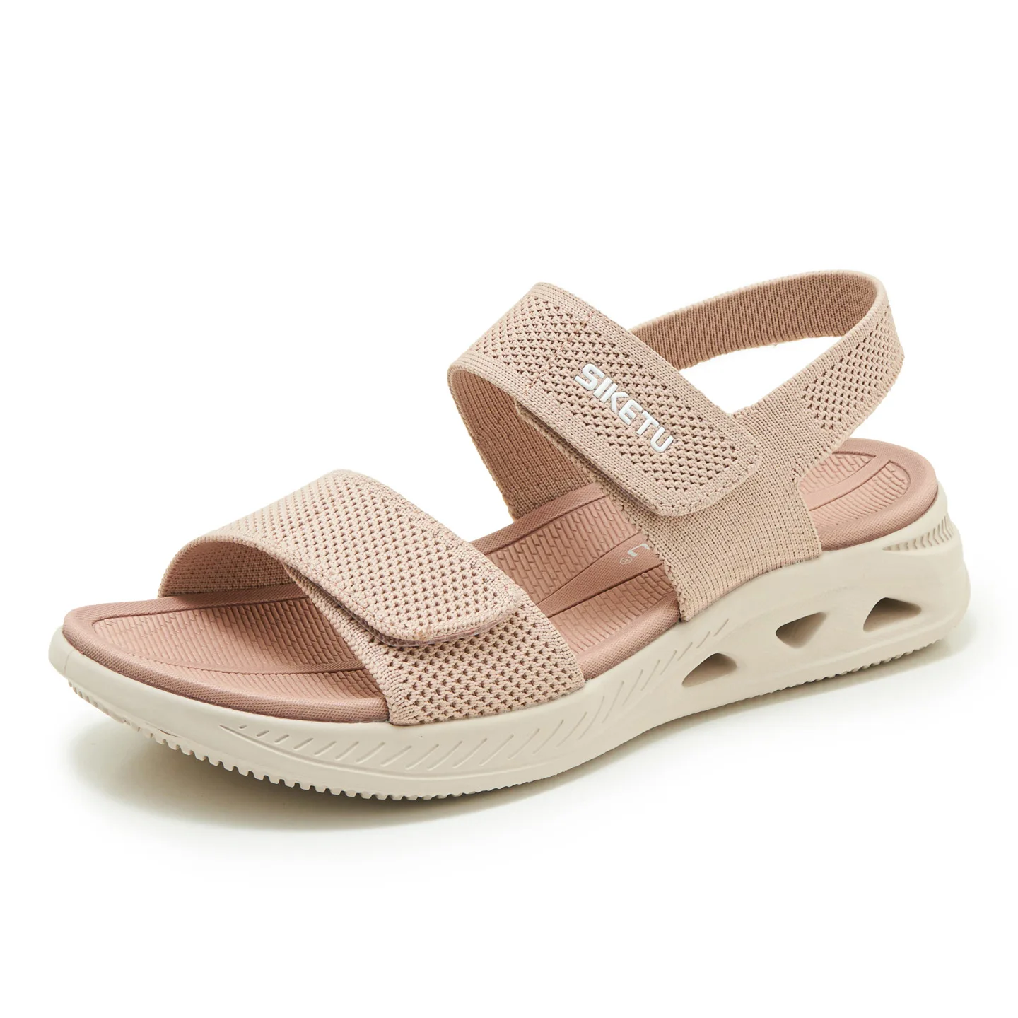 Women Elastic mesh fabric Sandals Double Adjustable Wedge Sandals Open Toe Support Soft Summer Casual Walking Sandals