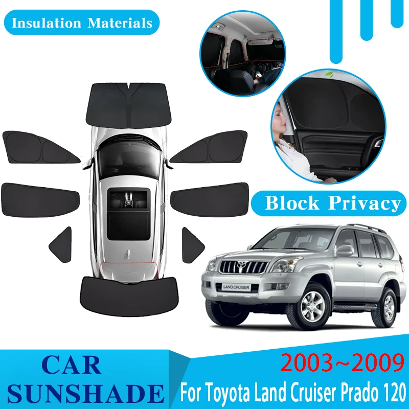 

Car Coverages Sunshades For Toyota Land Cruiser Prado J120 LC120 120 2003~2009 Full Surround Windows Seel Ring Visor Accessories