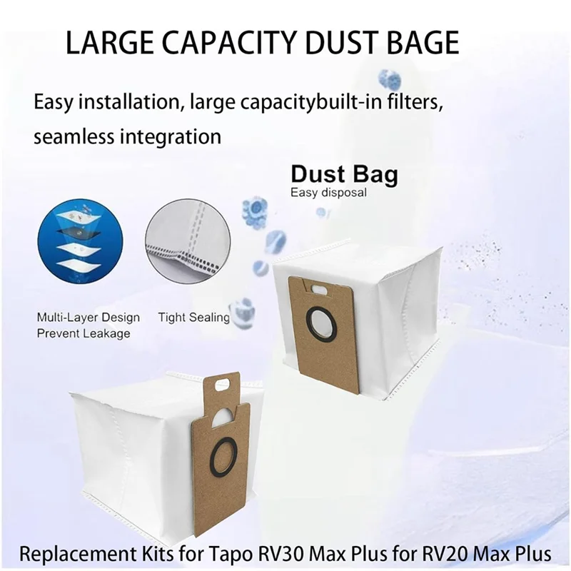 Replacement Dust Bags For Tapo RV30 Max Plus / RV20 Max Plus Vacuum Cleaner Spare Accessories Parts