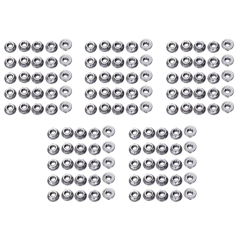 

ABMS-125 Pcs 304 Stainless Steel Serrated Flange Metric Hex Lock Nuts M6