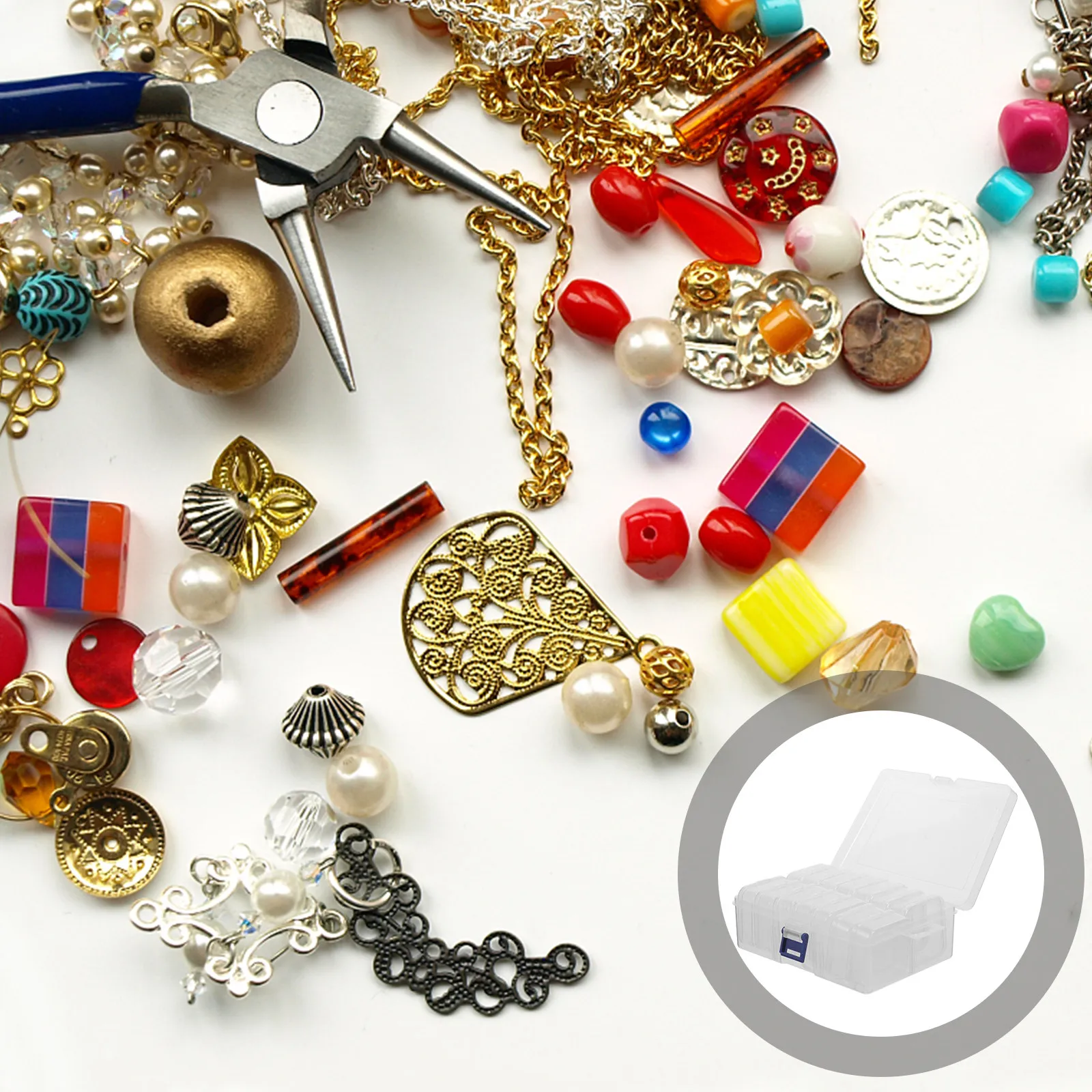 

1Set Transparent Mini Jewelry Storage Box PP Beads Organizer Case for Earrings Necklaces Pendants Hairpins Rings Rhinestones