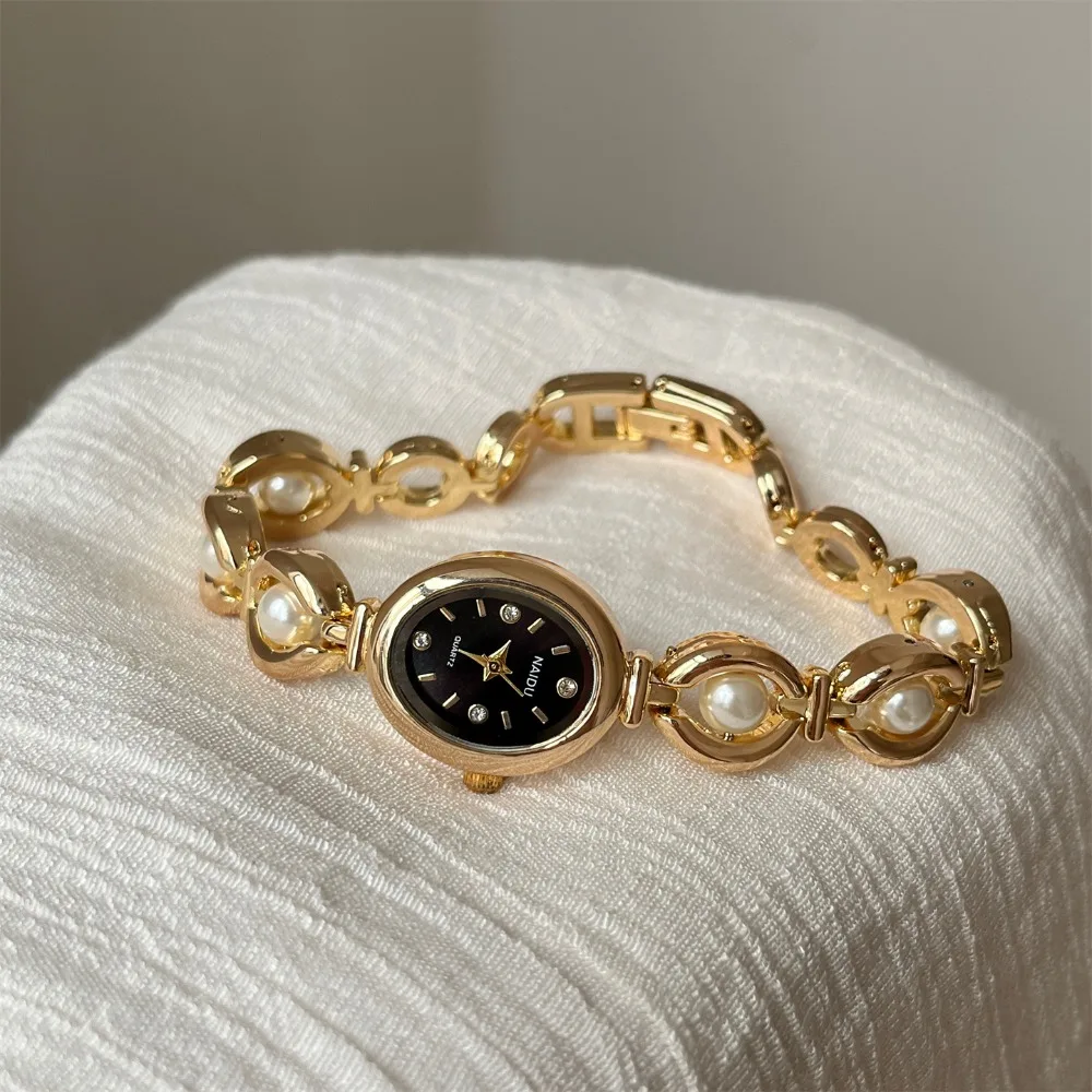 New Pearl Bracelet Watch for Women Students Luxury Gift Quartz Watch Fashion Ladies Wristwatches Dropshipping Relojes Para Mujer