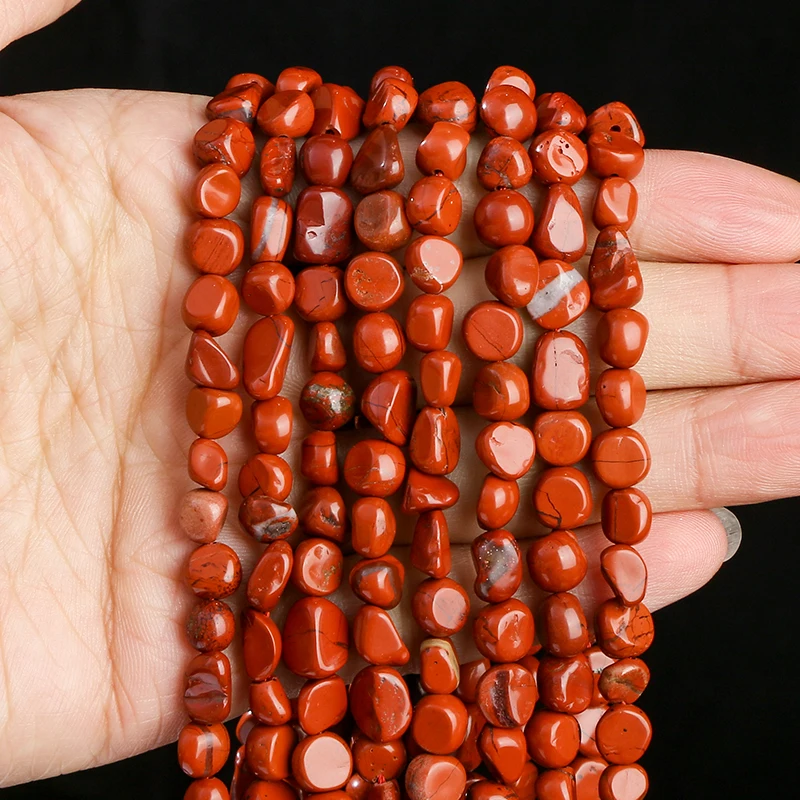 6-8mm Natural Stone Red Jasper Irregular Beads Loose Spacer Nuggest Minerals Bead for Jewelry Making Diy Necklace Bracelet 15\